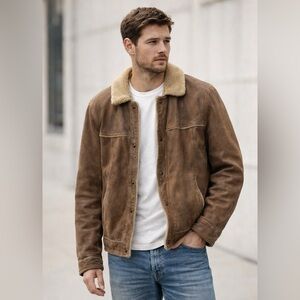 Wilsons Leather M. Julian Sherpa Lined Brown Leather Jacket - Men’s Small